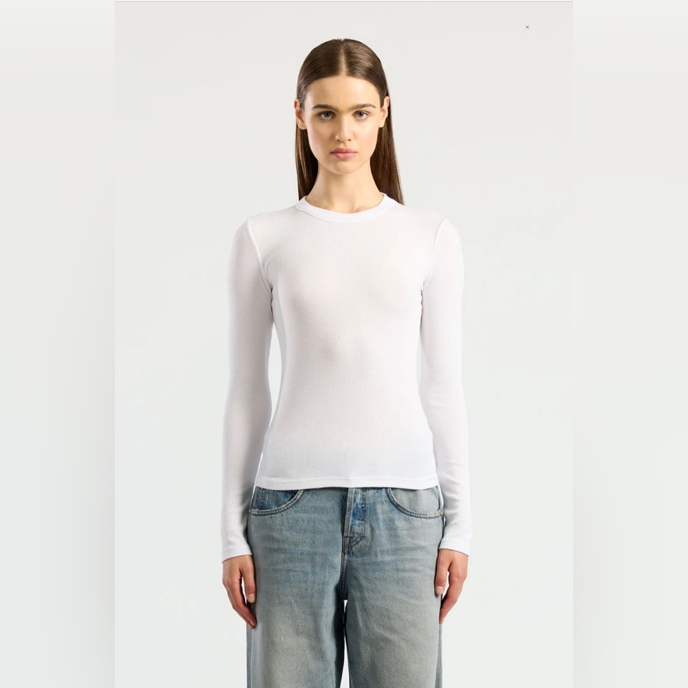 White Ribbed Long Sleeve Top by Cotton Citizen